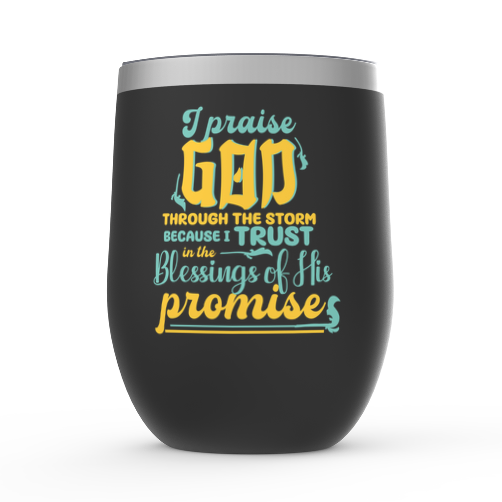 I Praise God Through The Storm Because I Trust In The Blessings Of His Promises Stemless Wine Tumblers 12oz