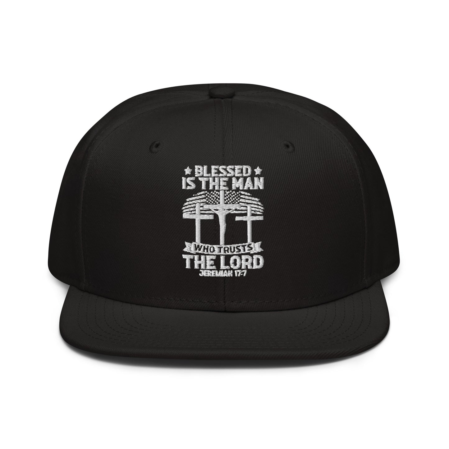 Blessed Is The Man Who Trusts In The Lord Adult Christian American Patriotic Snapback Hat