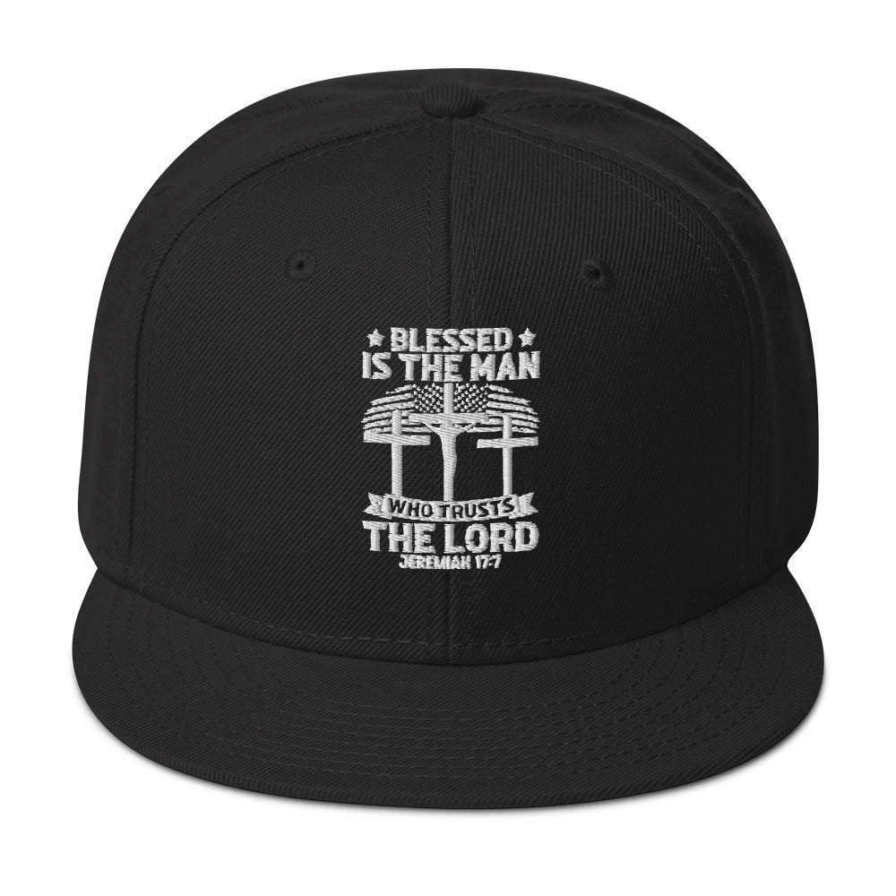 Blessed Is The Man Who Trusts In The Lord Adult Christian American Patriotic Snapback Hat