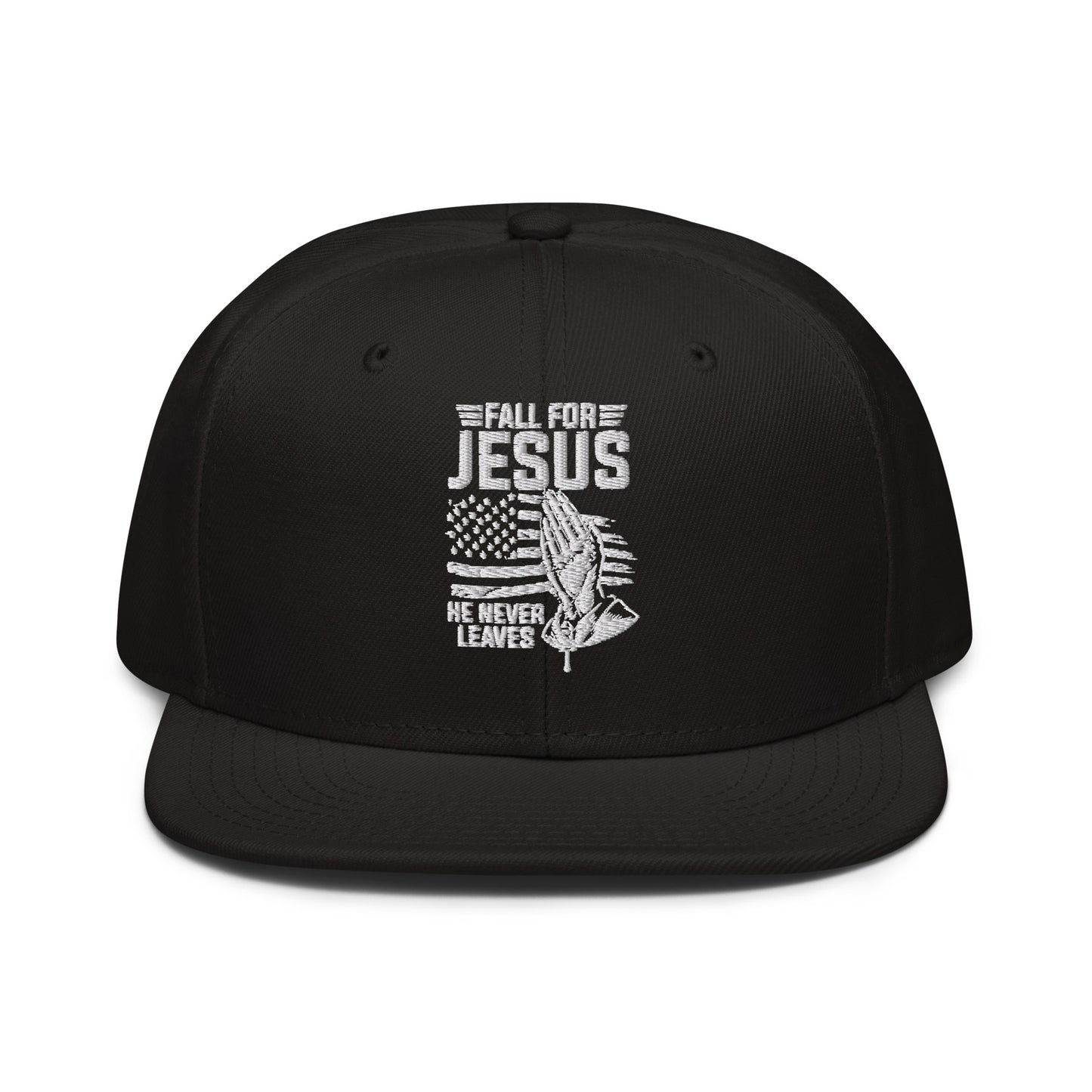 Fall For Jesus He Never Leaves Adult Christian American Patriotic Snapback Hat