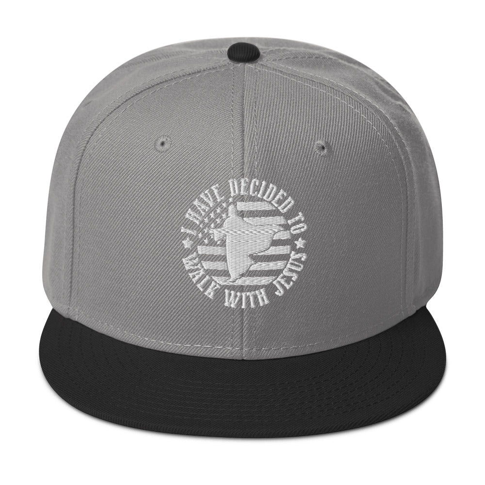 I Have Decided To Walk With Jesus Adult Christian American Patriotic Snapback Hat