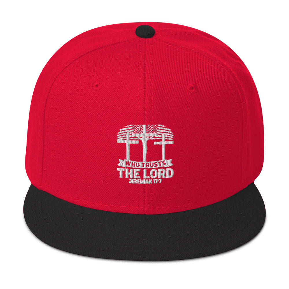 Blessed Is The Man Who Trusts In The Lord Adult Christian American Patriotic Snapback Hat