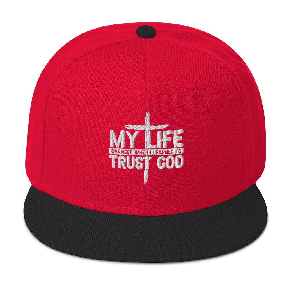 My Life Changed When I Learned To Trust God Adult Christian Snapback Hat