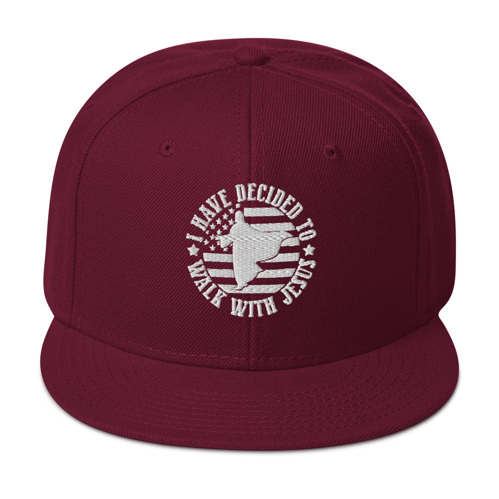 I Have Decided To Walk With Jesus Adult Christian American Patriotic Snapback Hat