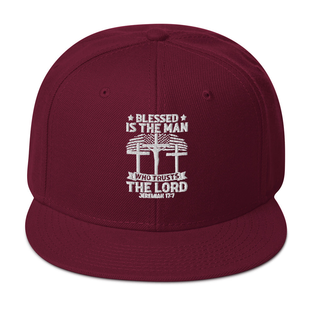 Blessed Is The Man Who Trusts In The Lord Adult Christian American Patriotic Snapback Hat