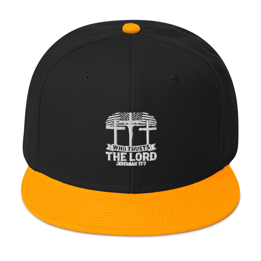 Blessed Is The Man Who Trusts In The Lord Adult Christian American Patriotic Snapback Hat