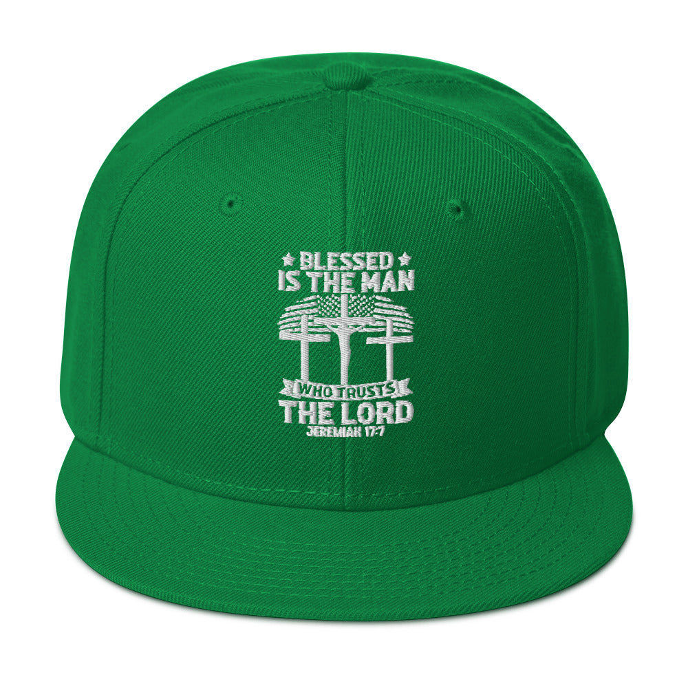 Blessed Is The Man Who Trusts In The Lord Adult Christian American Patriotic Snapback Hat