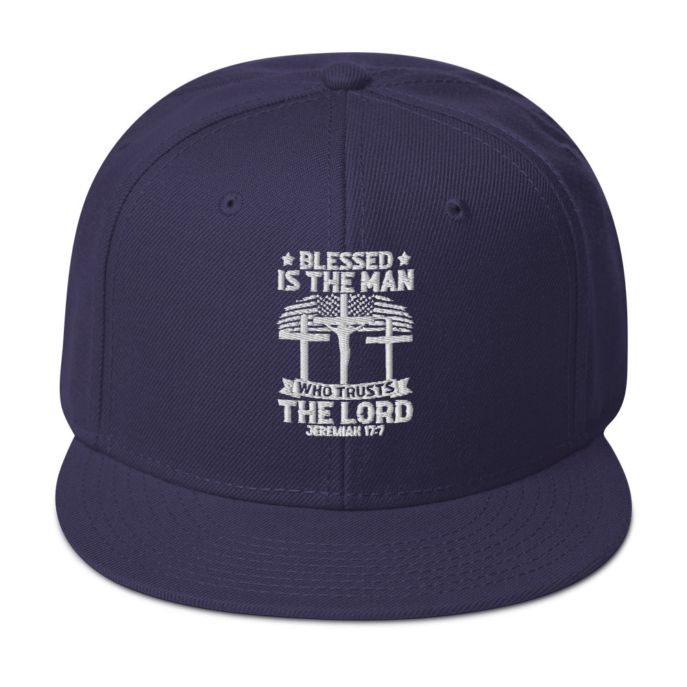 Blessed Is The Man Who Trusts In The Lord Adult Christian American Patriotic Snapback Hat