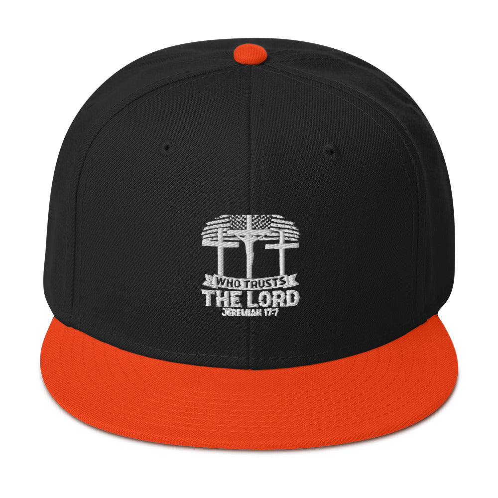 Blessed Is The Man Who Trusts In The Lord Adult Christian American Patriotic Snapback Hat