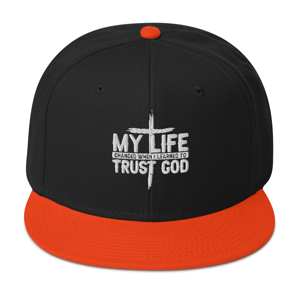 My Life Changed When I Learned To Trust God Adult Christian Snapback Hat