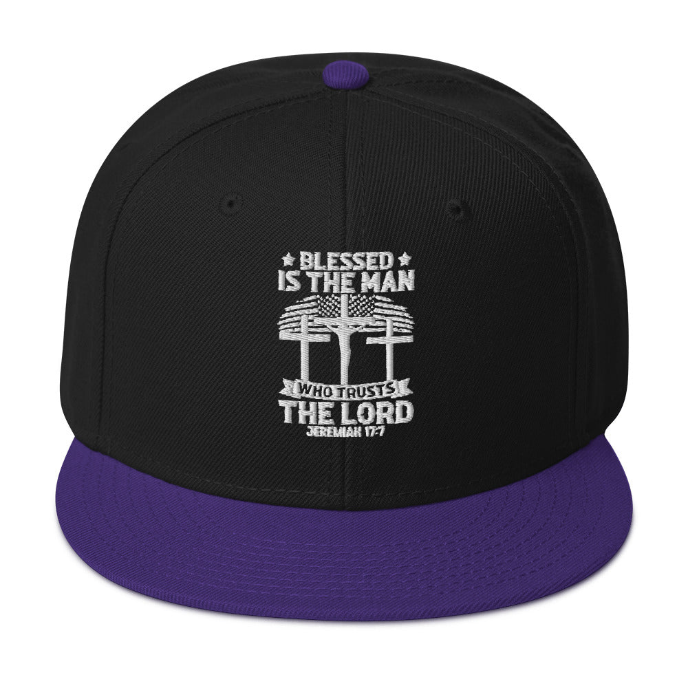 Blessed Is The Man Who Trusts In The Lord Adult Christian American Patriotic Snapback Hat