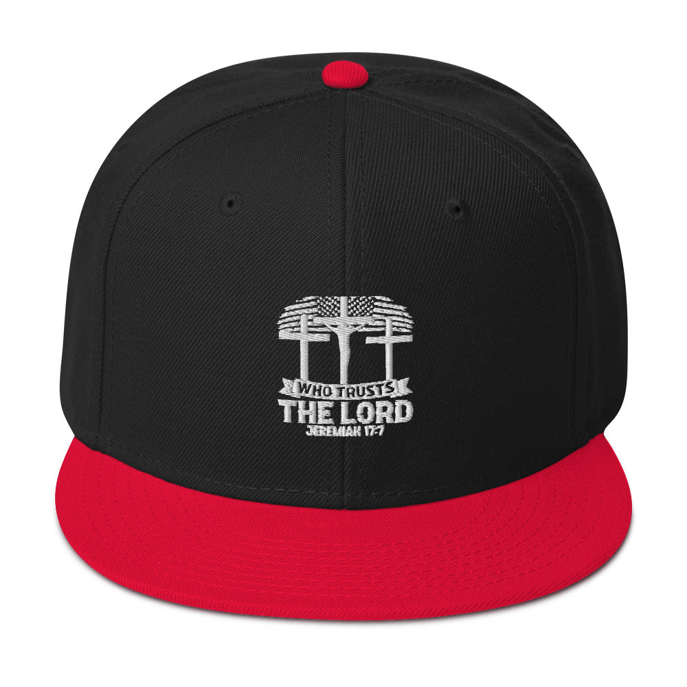 Blessed Is The Man Who Trusts In The Lord Adult Christian American Patriotic Snapback Hat