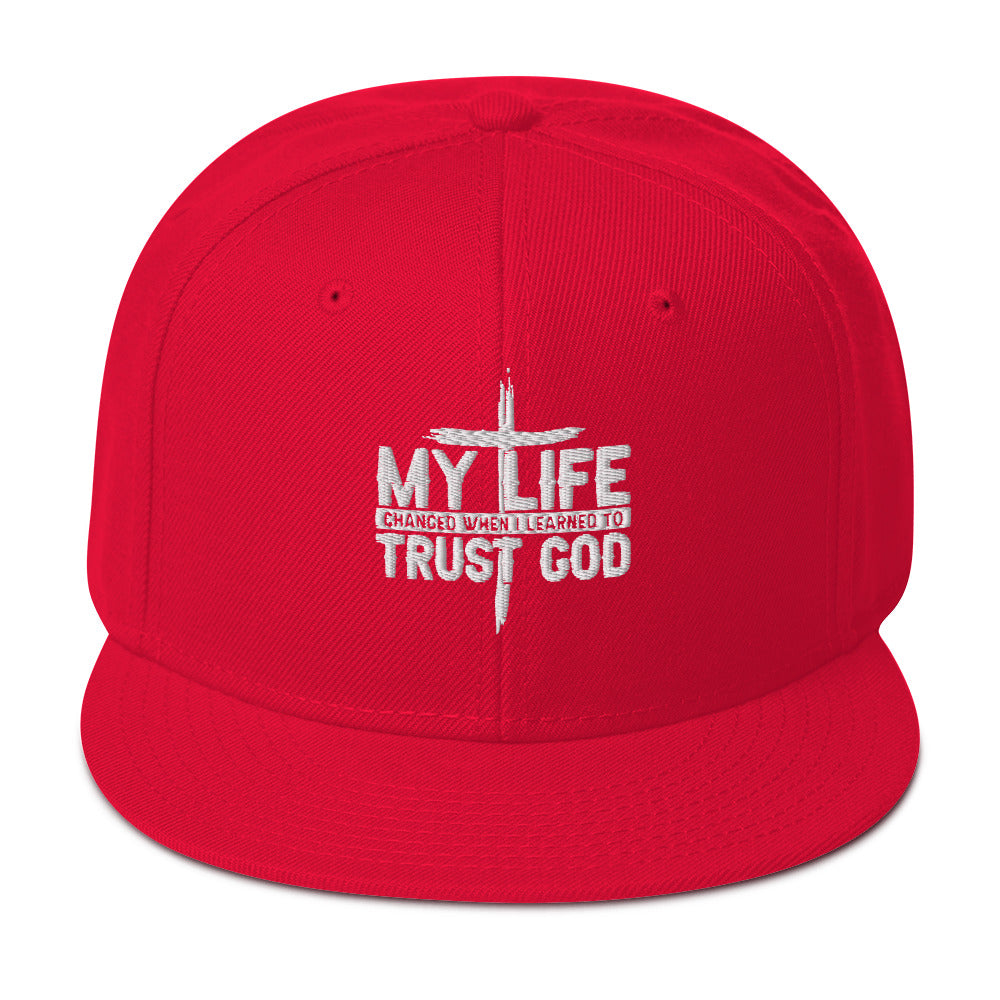 My Life Changed When I Learned To Trust God Adult Christian Snapback Hat