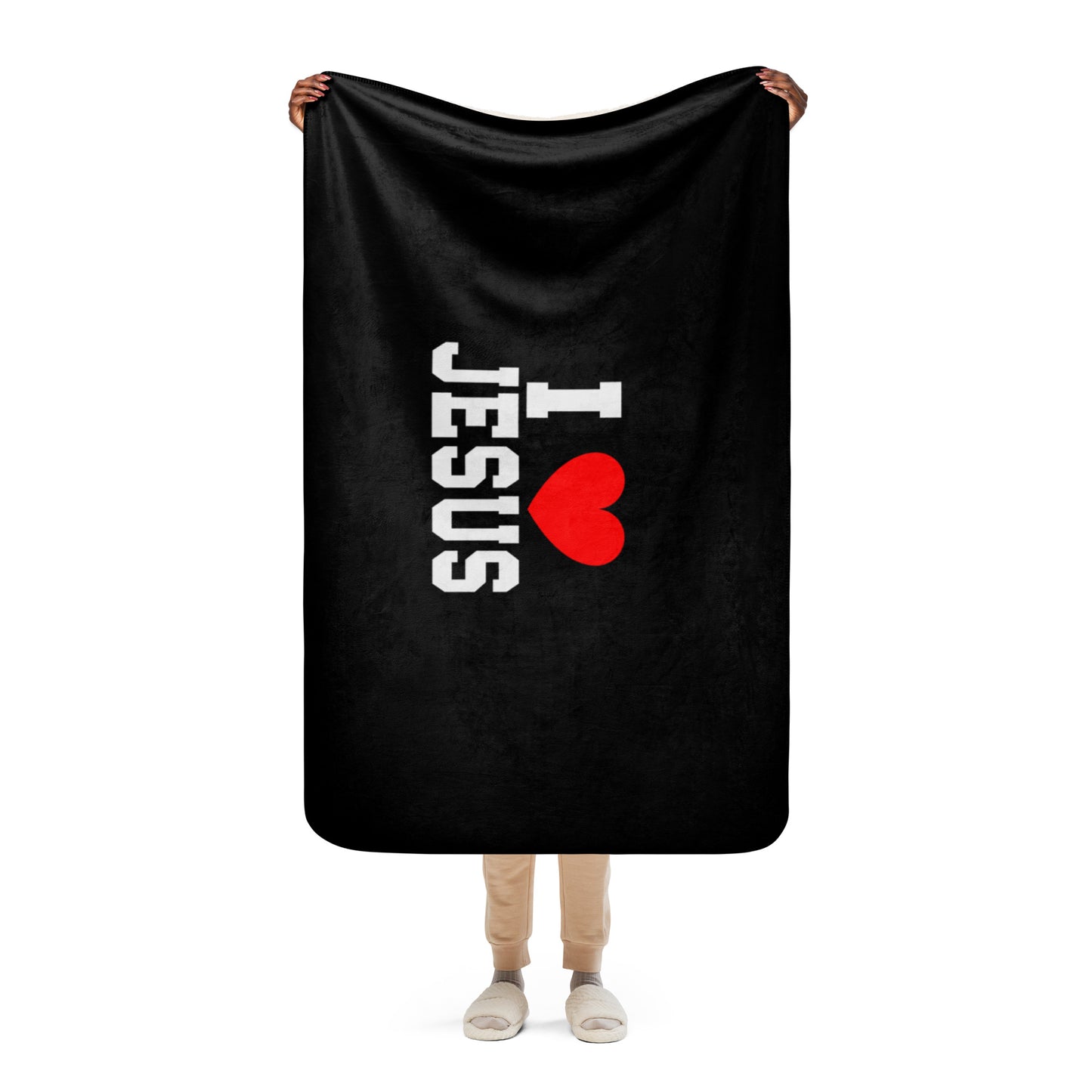 I Love Jesus Christian Sherpa blanket