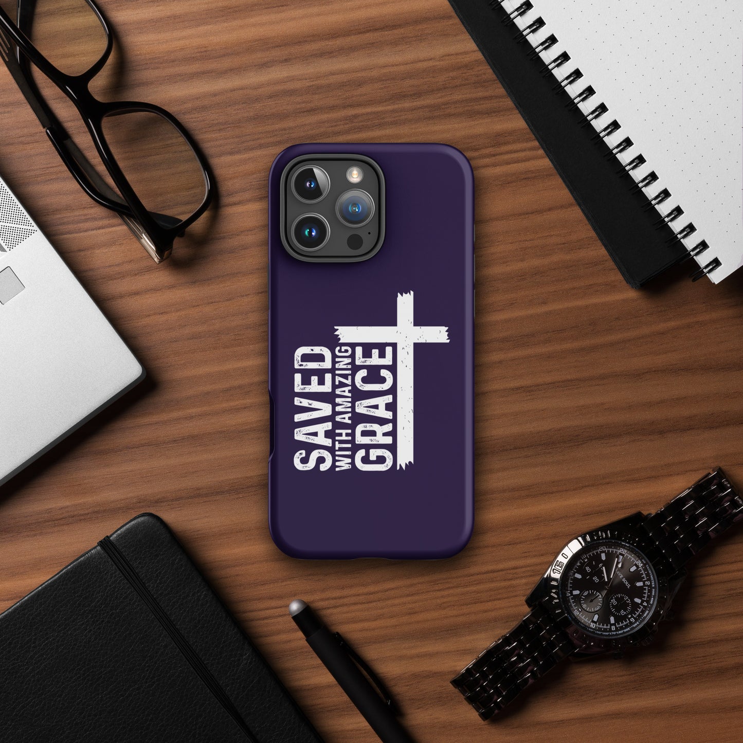 Saved With Amazing Grace Christian Tough Phone Case for iPhone®