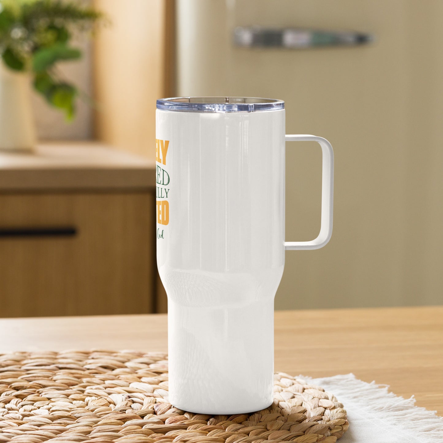 Divinely Inspired Purposefully Created Christian Travel mug with a handle