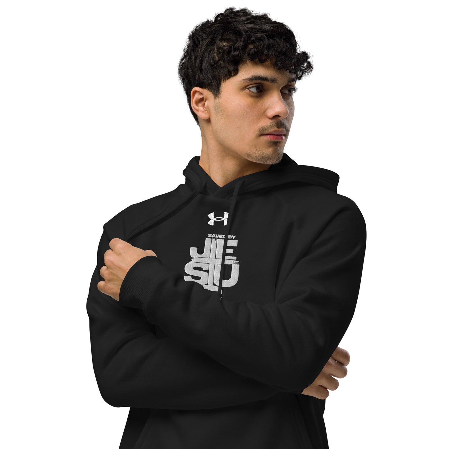 Saved By Jesus  Unisex Christian Embroidered Under Armour® Hooded Sweatshirt (hoodie)