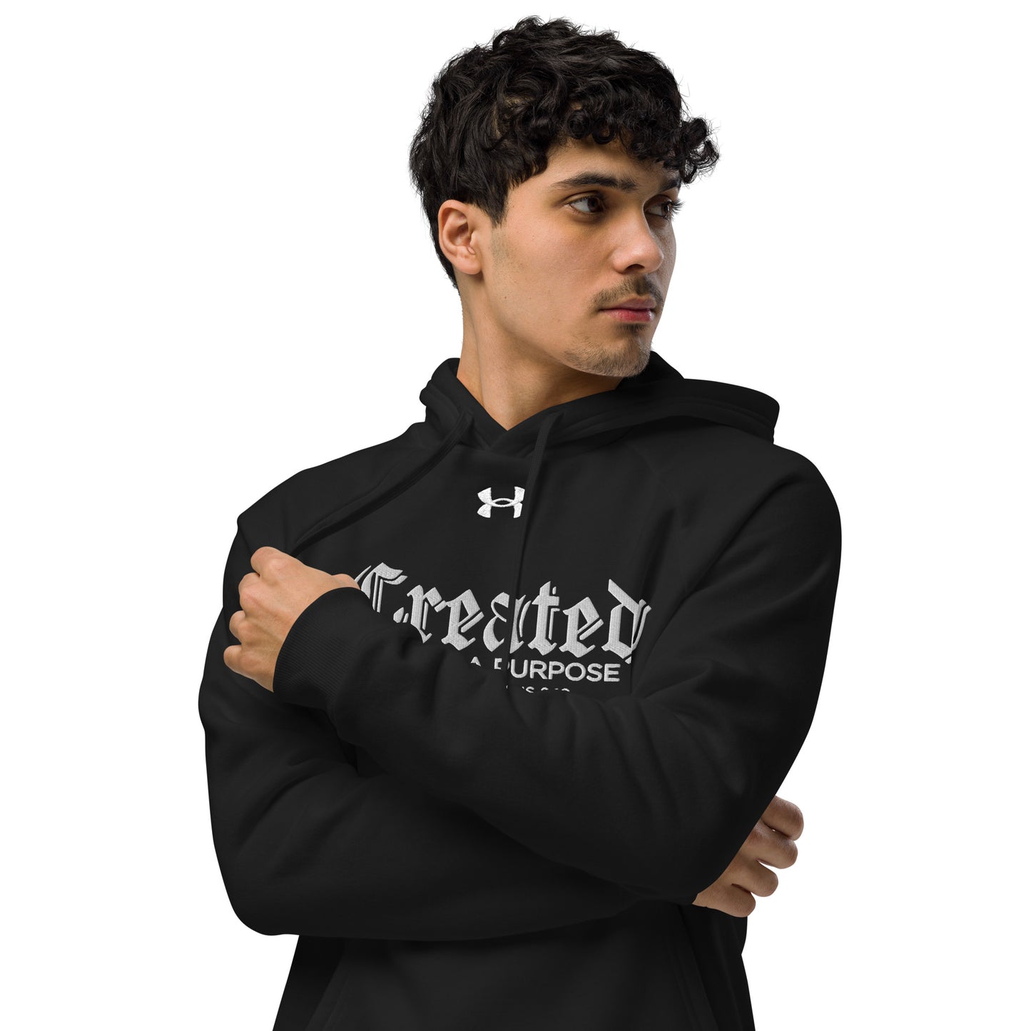 Created With A Purpose  Unisex Christian Embroidered Under Armour® Hooded Sweatshirt (hoodie)