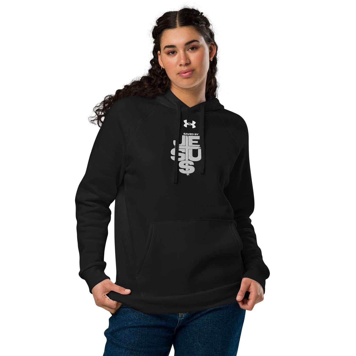 Saved By Jesus  Unisex Christian Embroidered Under Armour® Hooded Sweatshirt (hoodie)