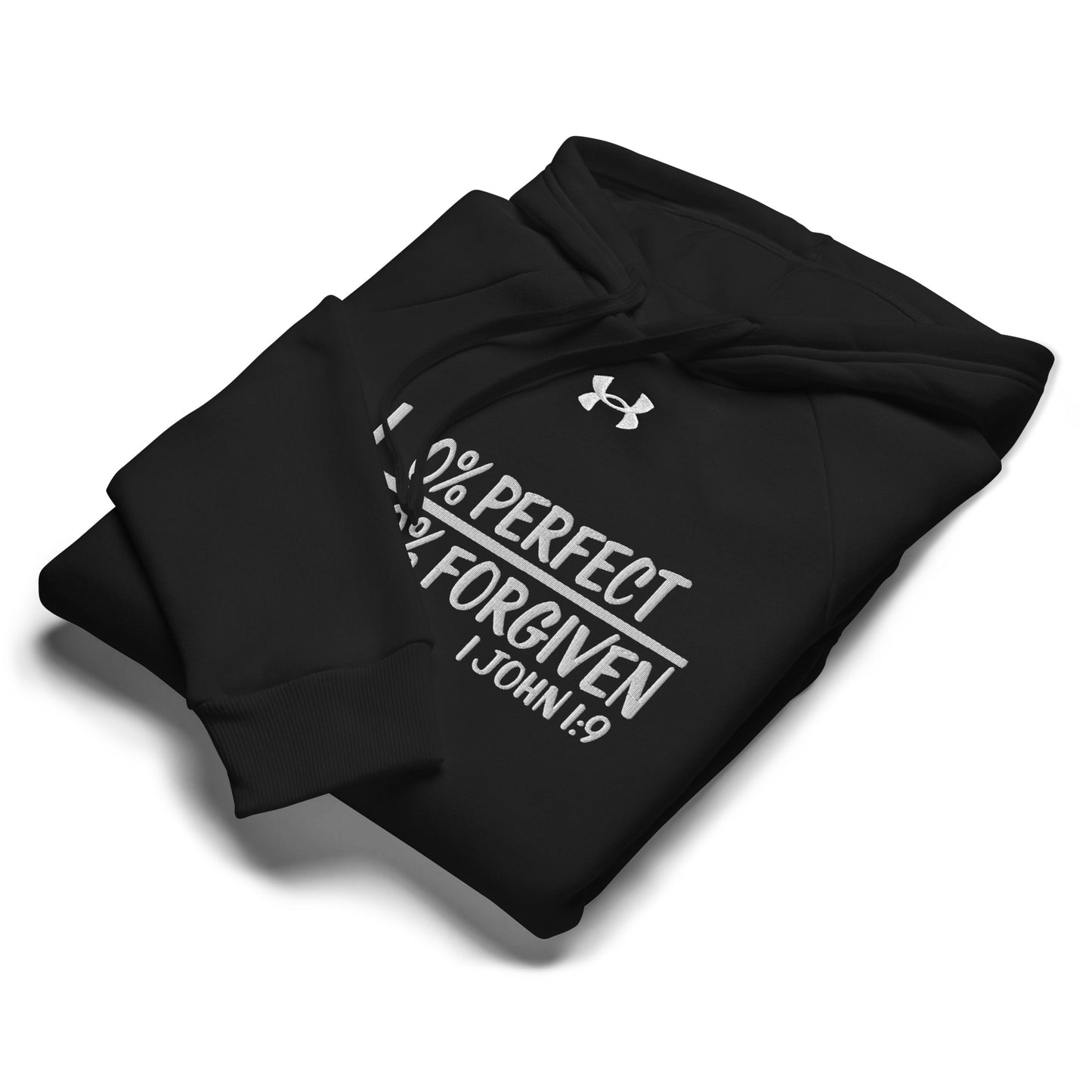 Zero Percent Perfect One Hundred Percent Forgiven Unisex Christian Embroidered Under Armour® Hooded Sweatshirt (hoodie)