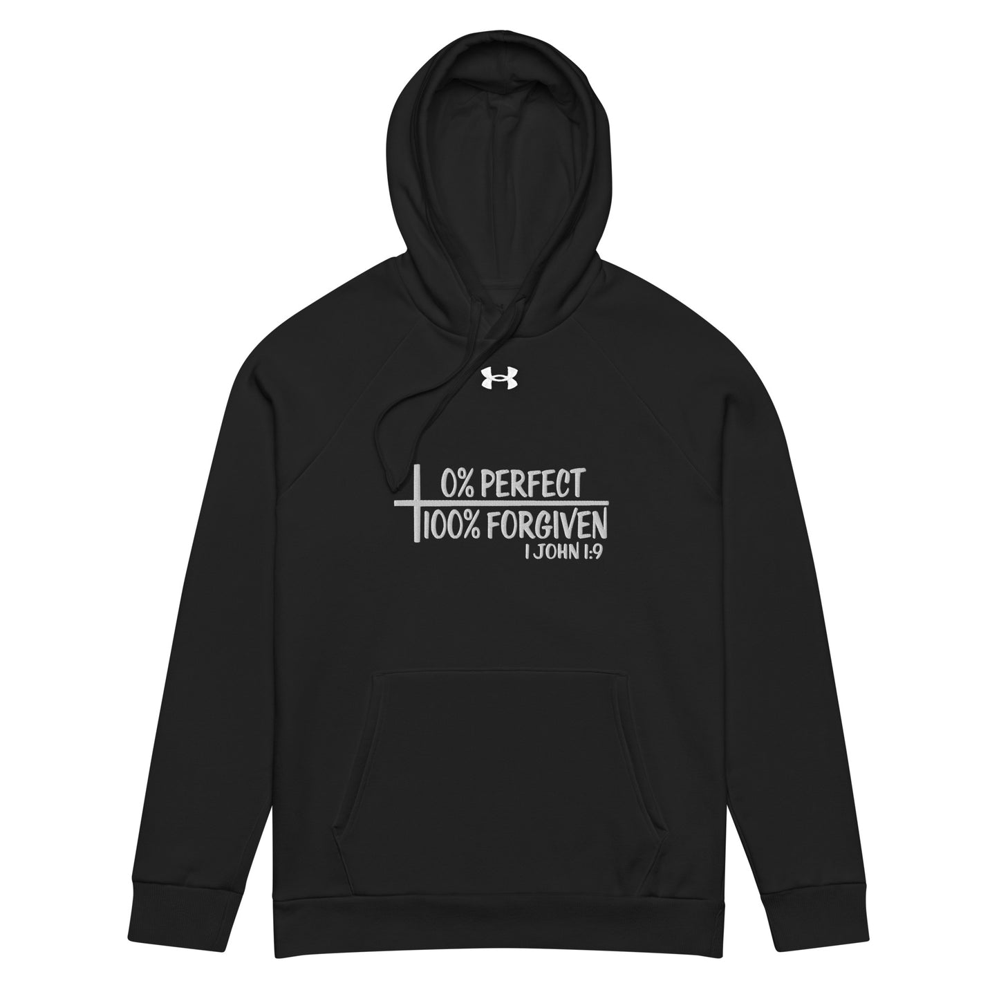 Zero Percent Perfect One Hundred Percent Forgiven Unisex Christian Embroidered Under Armour® Hooded Sweatshirt (hoodie)