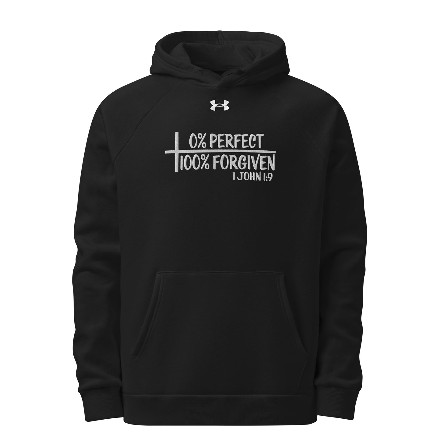 Zero Percent Perfect One Hundred Percent Forgiven Unisex Christian Embroidered Under Armour® Hooded Sweatshirt (hoodie)