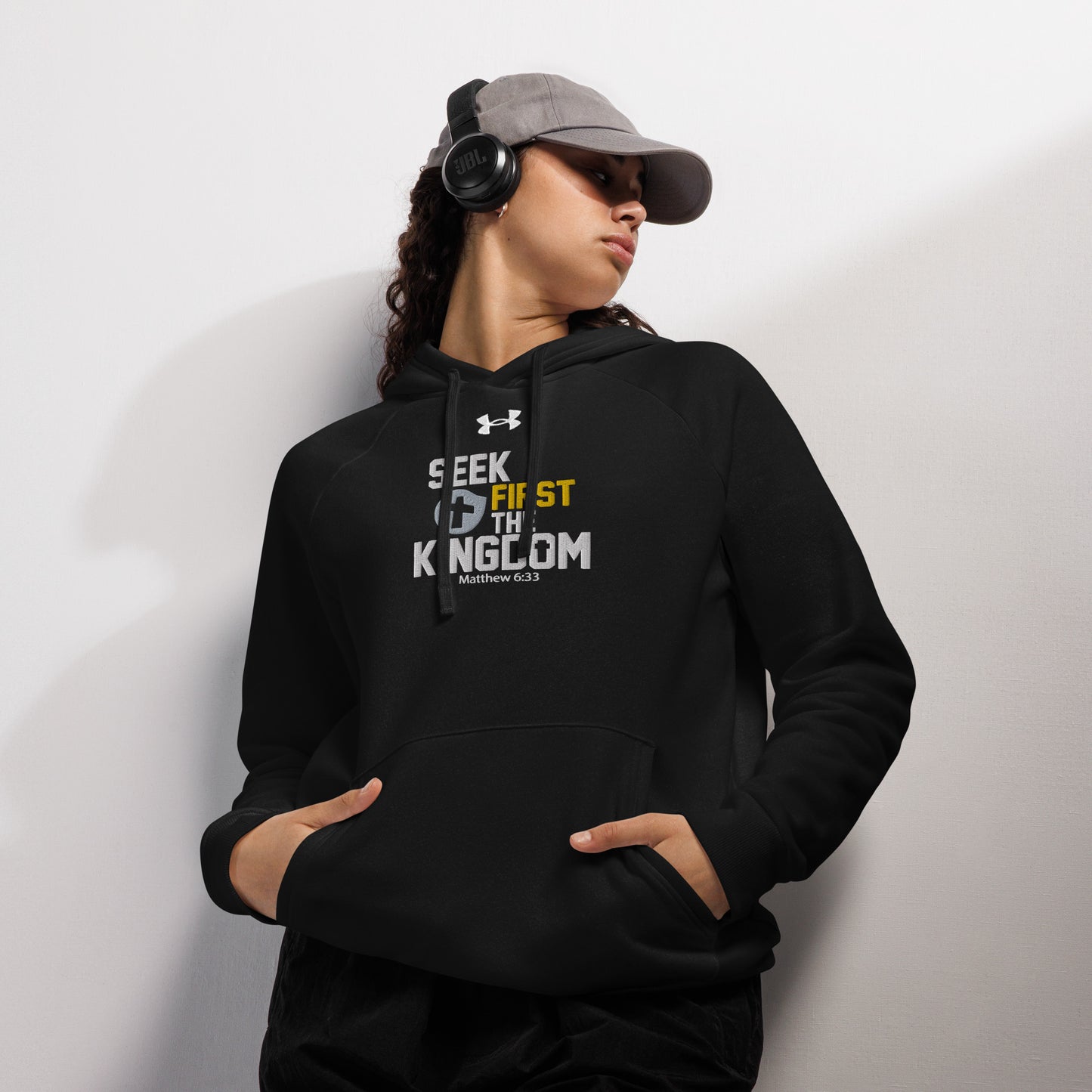 Seek First The Kingdom  Unisex Christian Embroidered Under Armour® Hooded Sweatshirt (hoodie)