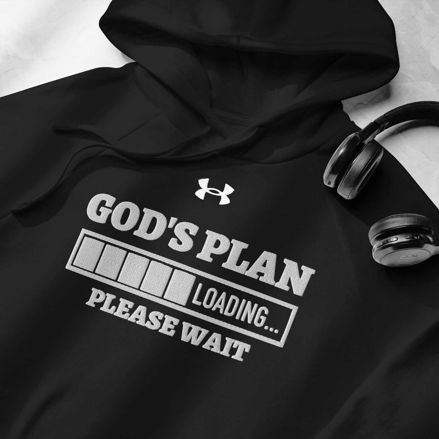 God's Plan Loading Unisex Christian Embroidered Under Armour® Hooded Sweatshirt (hoodie)