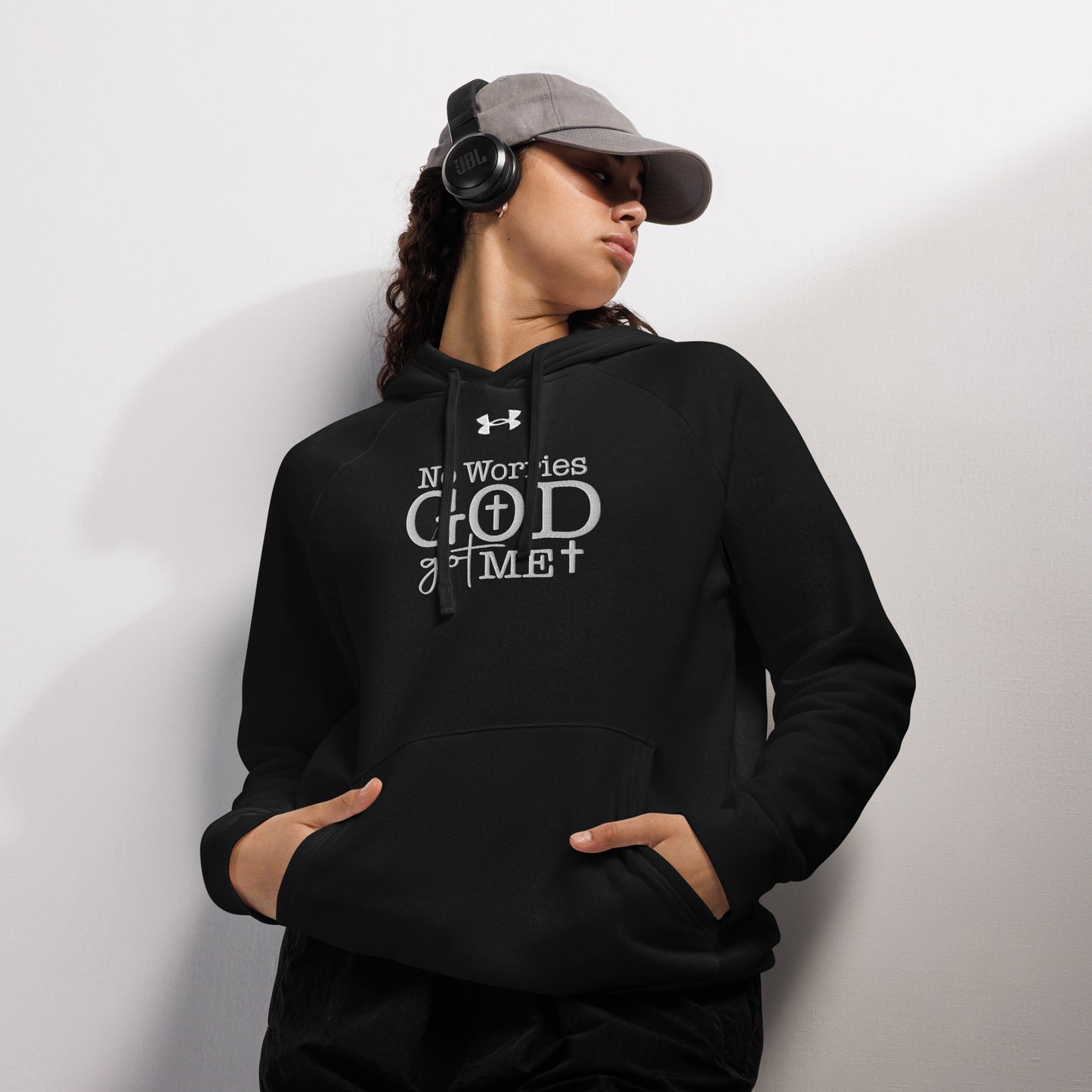 No Worries God Got Me Unisex Christian Embroidered Under Armour® Hooded Sweatshirt (hoodie)