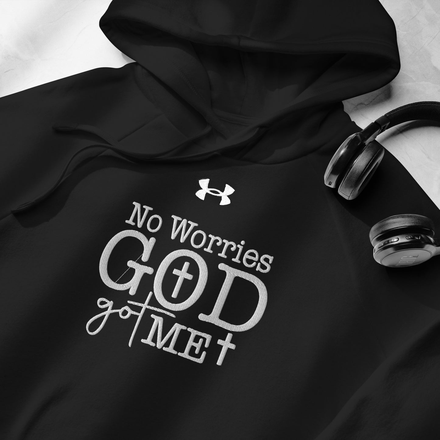 No Worries God Got Me Unisex Christian Embroidered Under Armour® Hooded Sweatshirt (hoodie)