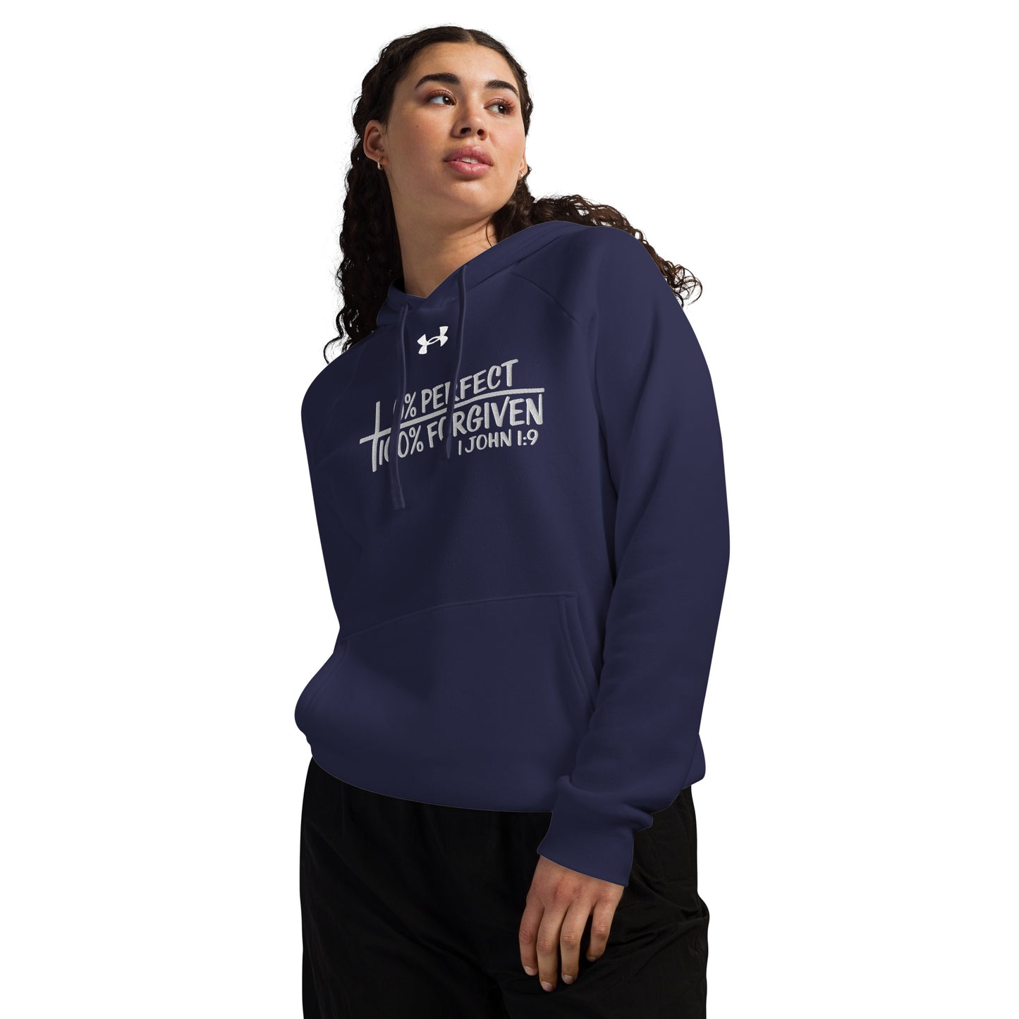 Zero Percent Perfect One Hundred Percent Forgiven Unisex Christian Embroidered Under Armour® Hooded Sweatshirt (hoodie)