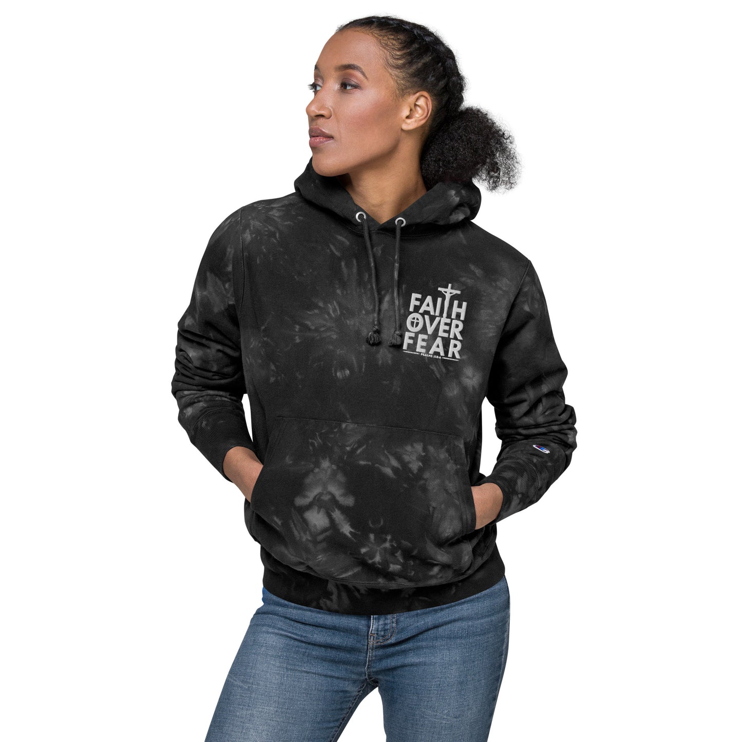 Faith Over Fear Christian Unisex Champion tie-dye hoodie