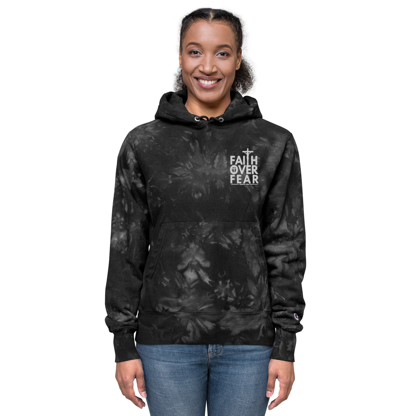 Faith Over Fear Christian Unisex Champion tie-dye hoodie