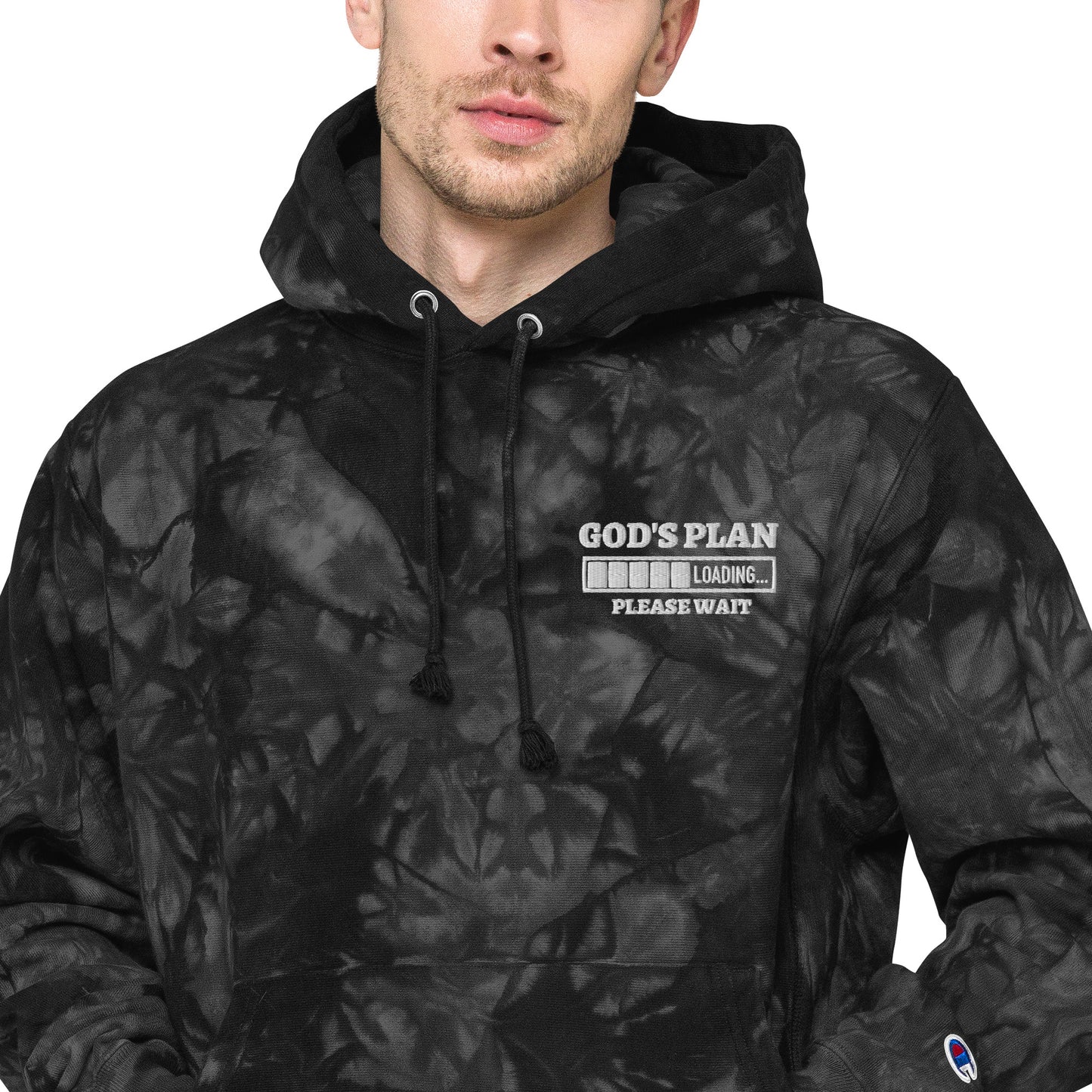 God's Plan Loading Christian Unisex Champion tie-dye hoodie