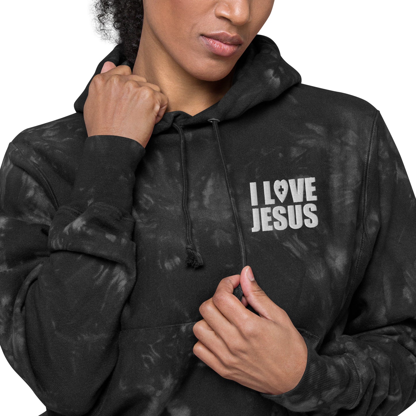 I Love Jesus Christian Unisex Champion tie-dye hoodie