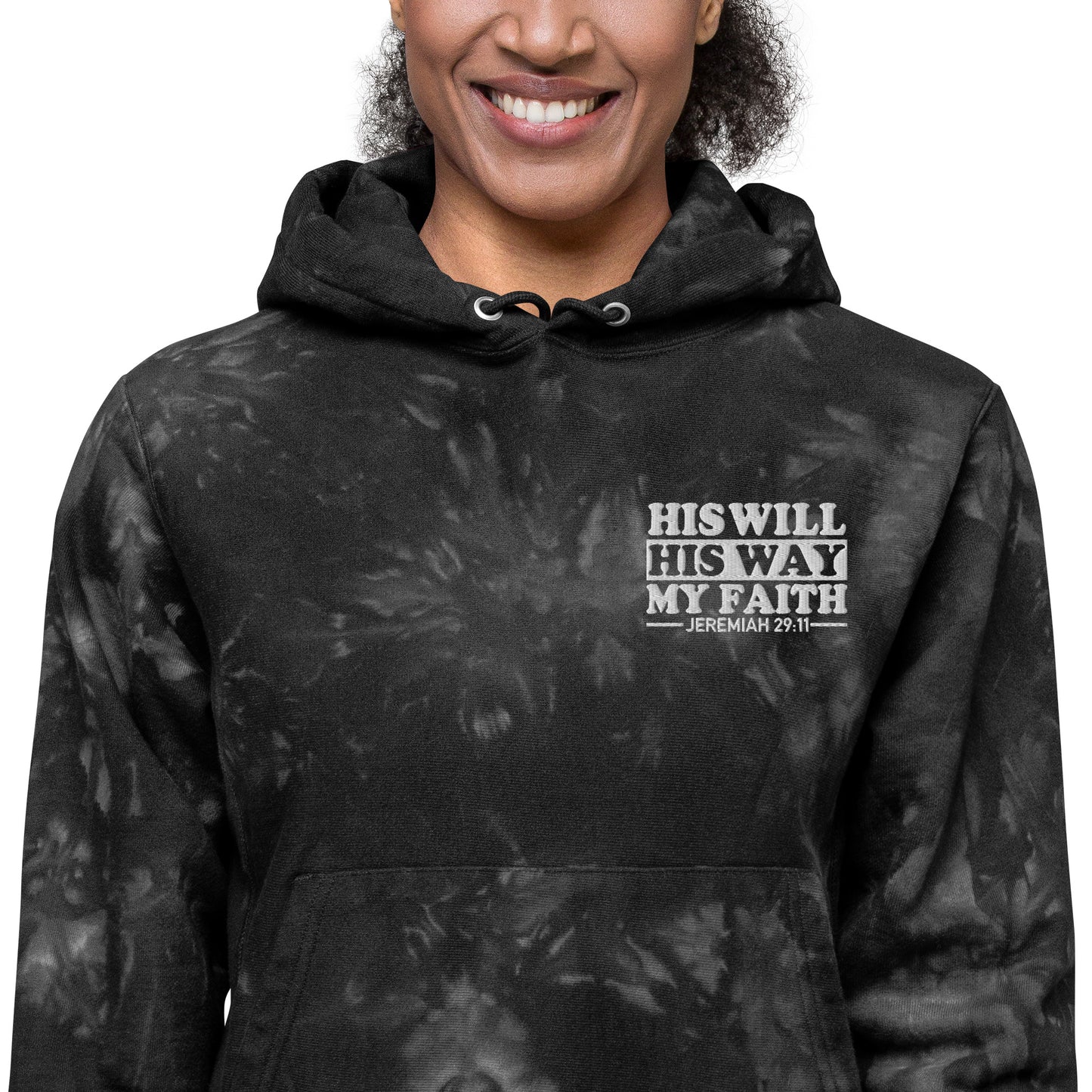 His Will His Way My Faith Christian Unisex Champion tie-dye hoodie