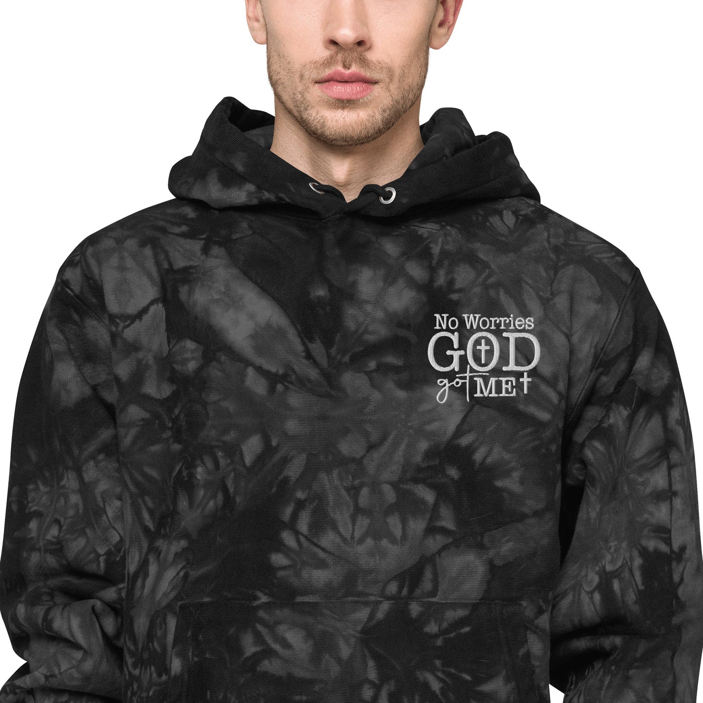 No Worries God Got Me Christian Unisex Champion tie-dye hoodie