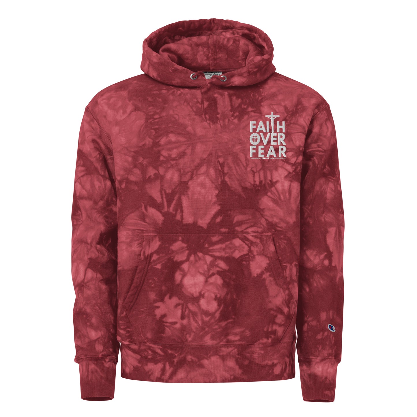 Faith Over Fear Christian Unisex Champion tie-dye hoodie