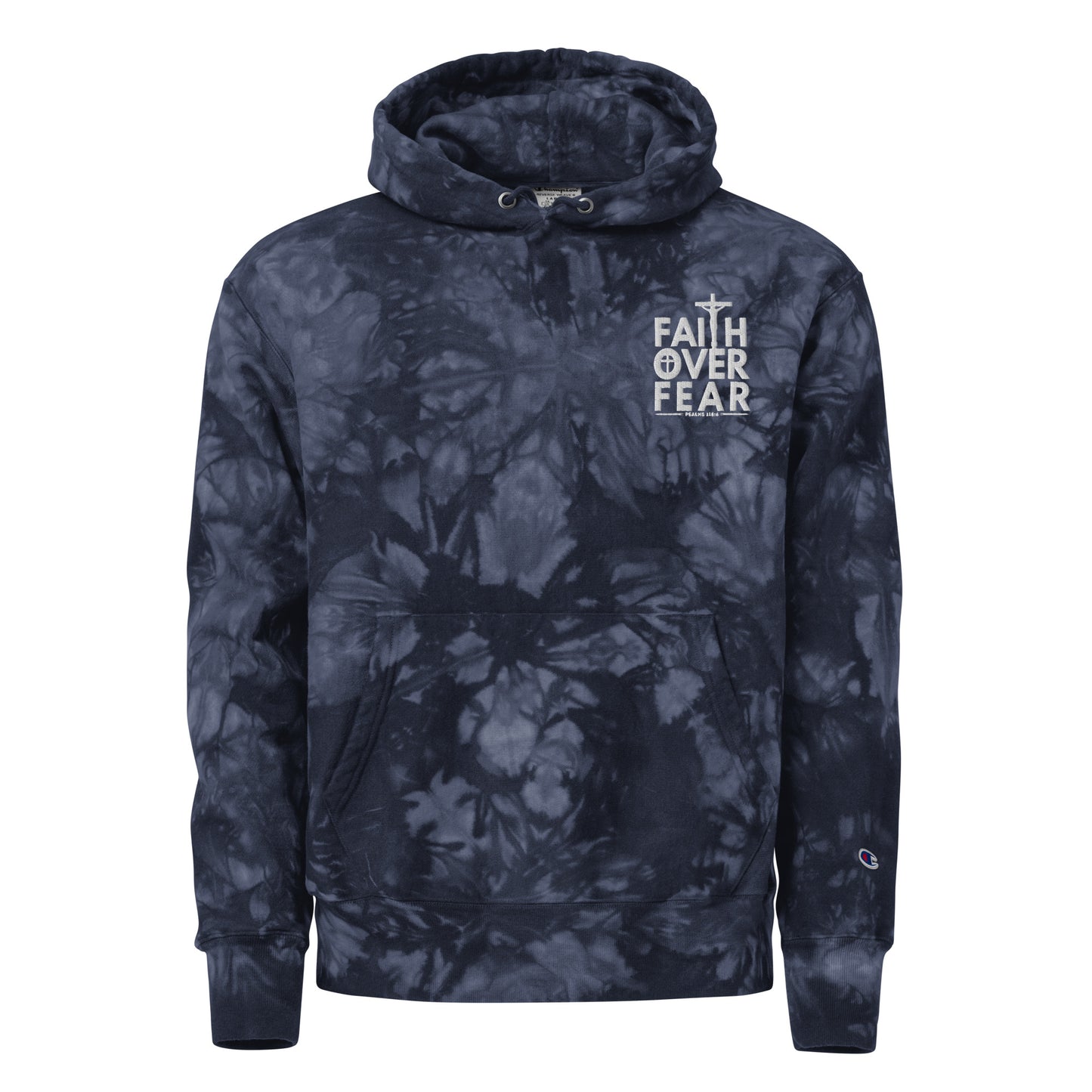 Faith Over Fear Christian Unisex Champion tie-dye hoodie