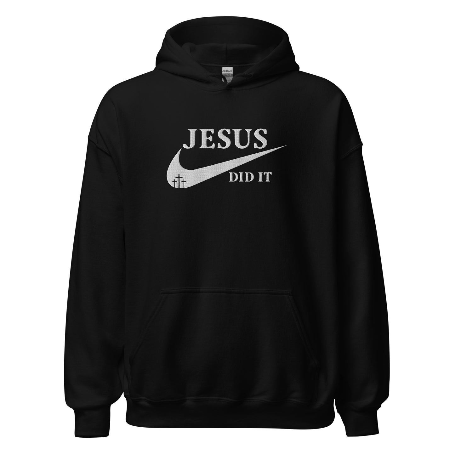 Jesus Did It (Like Nike) Unisex Christian Embroidered Pullover Hooded Sweatshirt