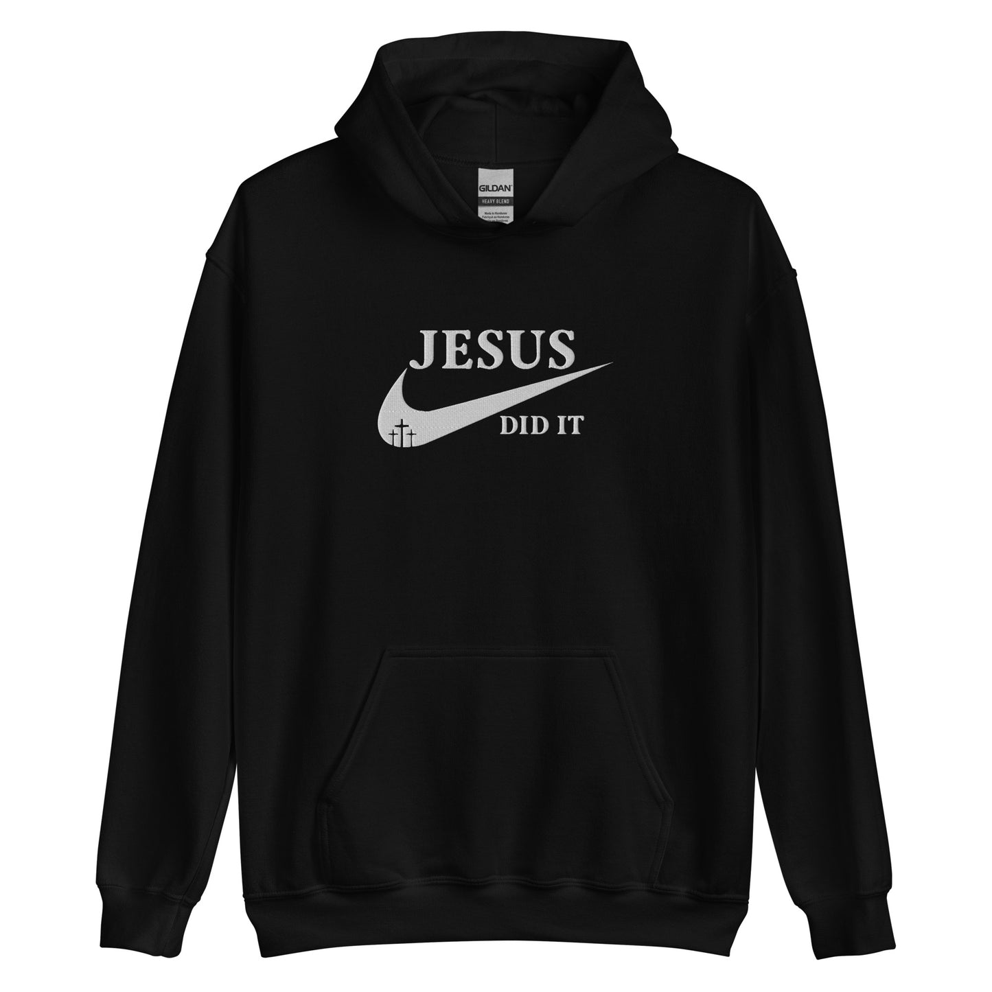 Jesus Did It (Like Nike) Unisex Christian Embroidered Pullover Hooded Sweatshirt