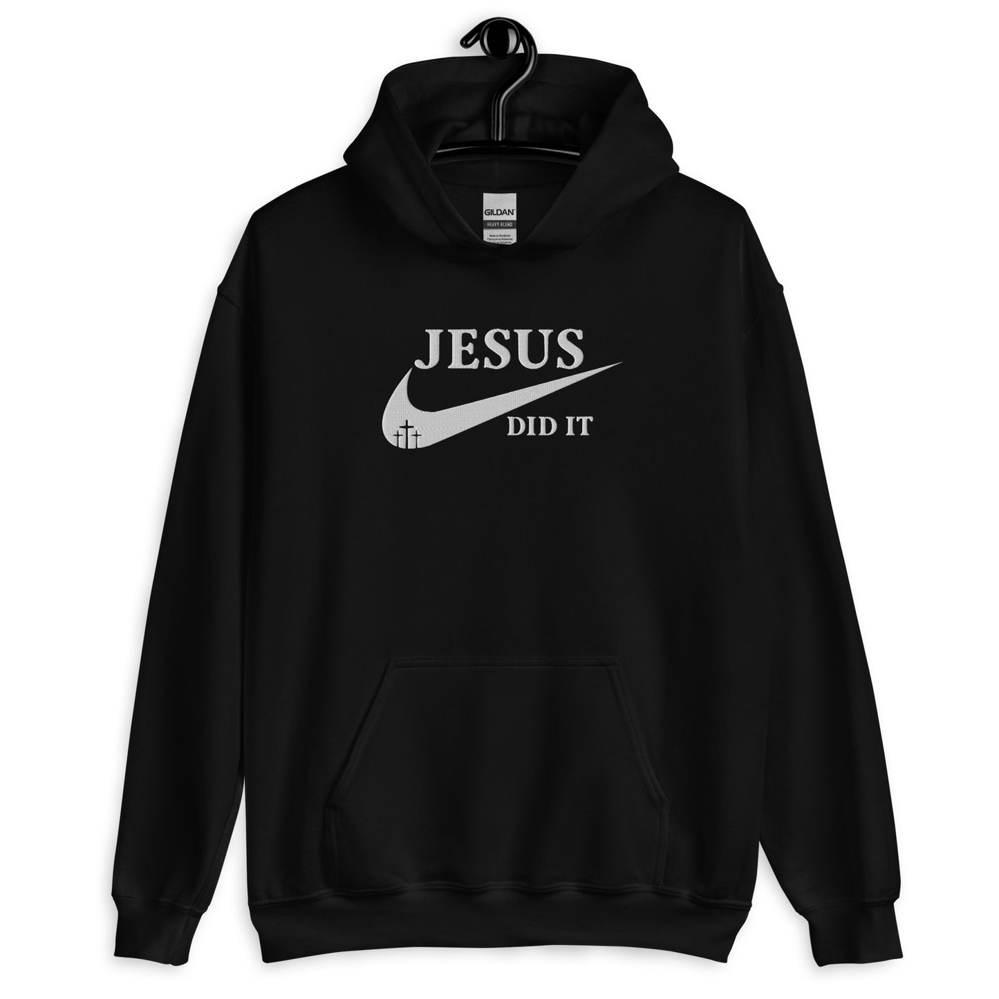 Jesus Did It (Like Nike) Unisex Christian Embroidered Pullover Hooded Sweatshirt