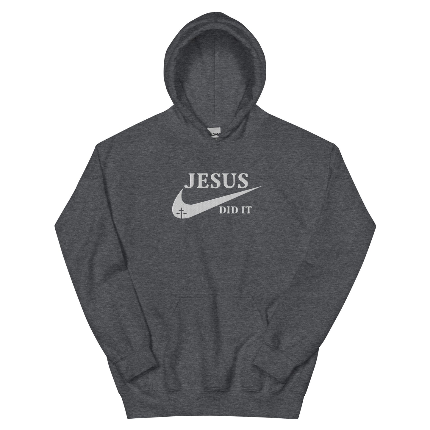 Jesus Did It (Like Nike) Unisex Christian Embroidered Pullover Hooded Sweatshirt