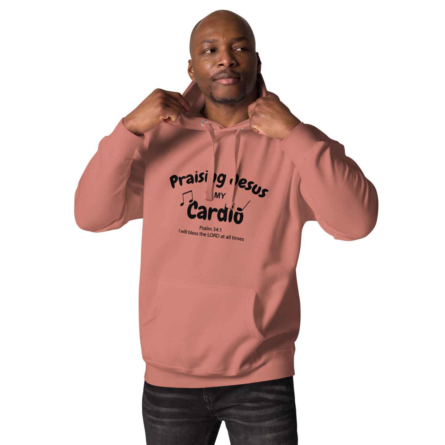 Praising Jesus Is My Cardio Unisex Christian Fitness Hooded Sweatshirt