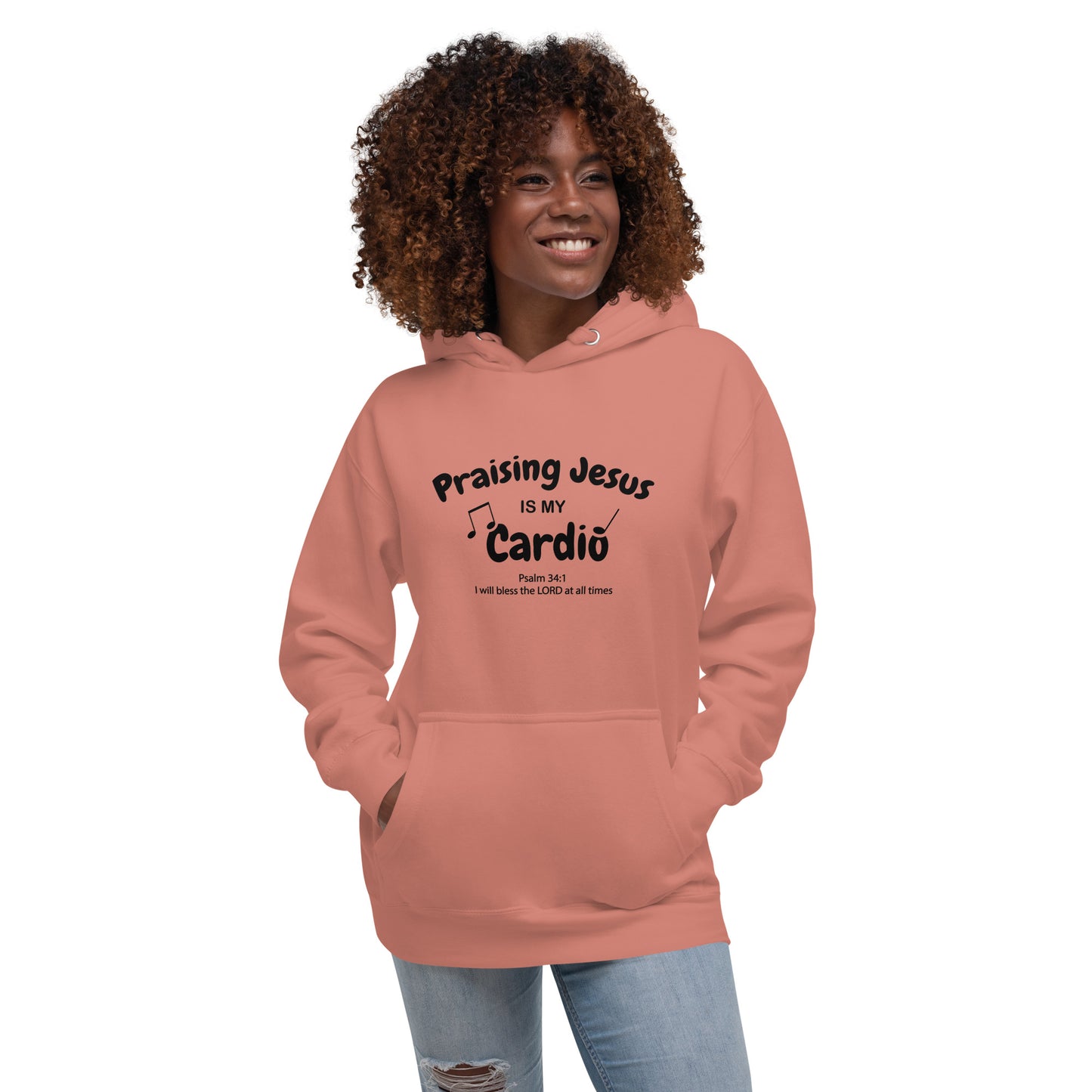 Praising Jesus Is My Cardio Unisex Christian Fitness Hooded Sweatshirt