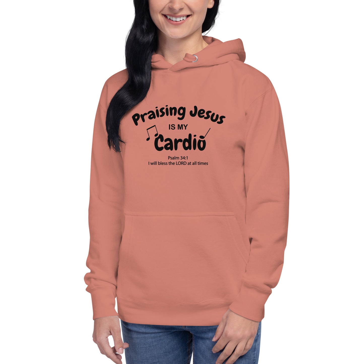 Praising Jesus Is My Cardio Unisex Christian Fitness Hooded Sweatshirt