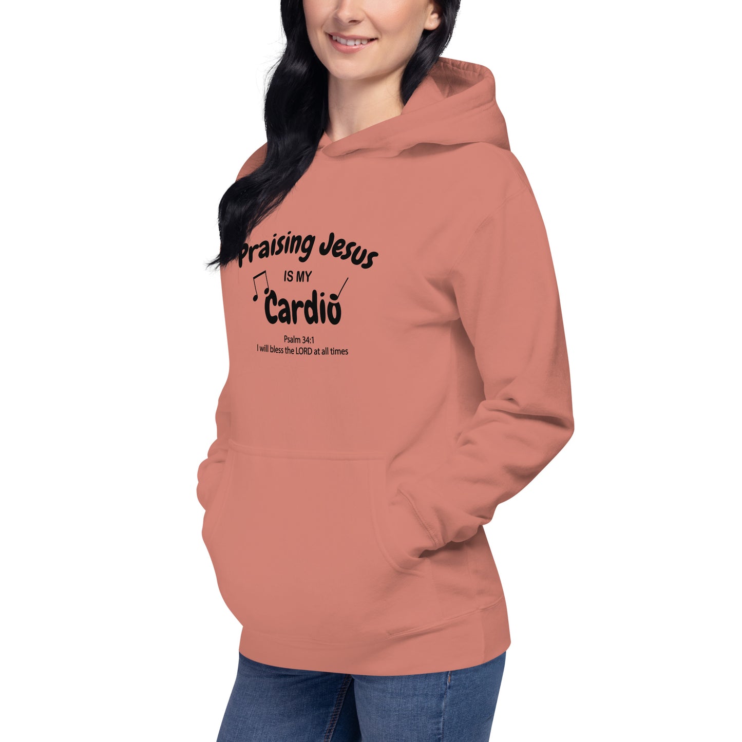 Praising Jesus Is My Cardio Unisex Christian Fitness Hooded Sweatshirt