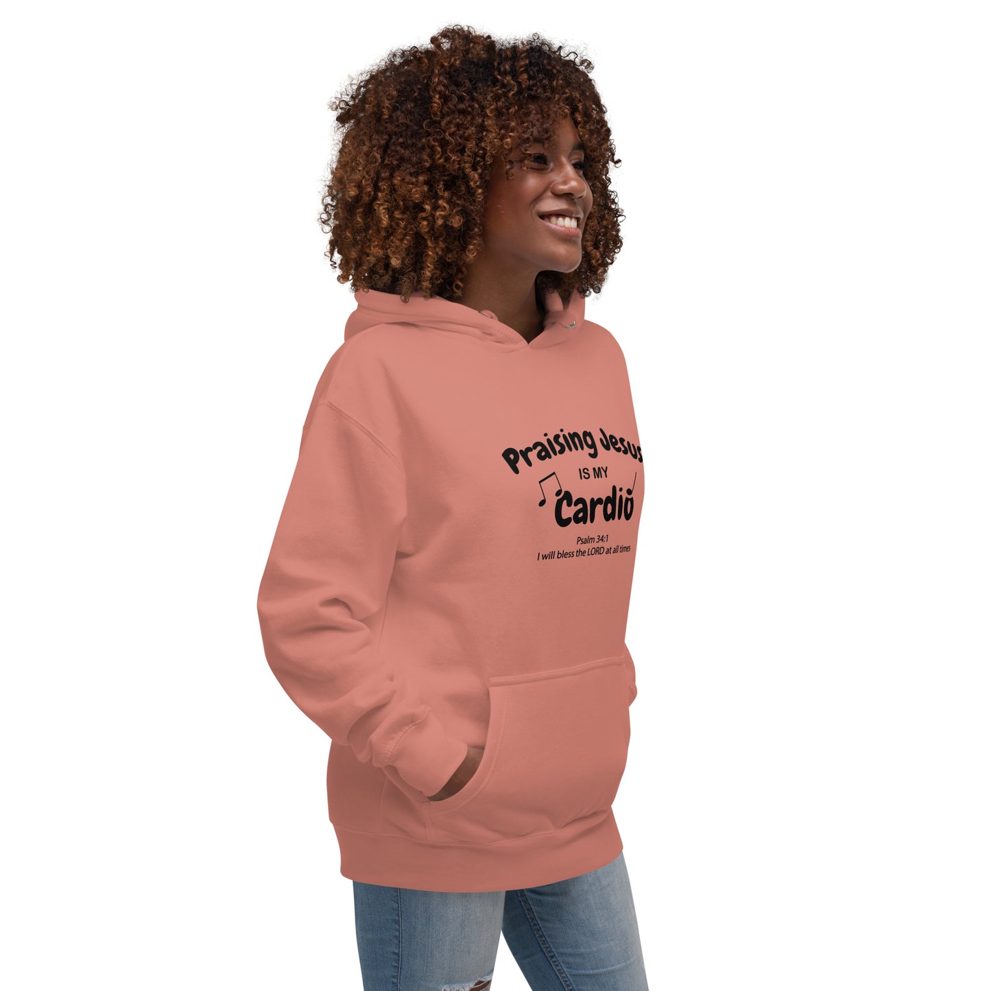 Praising Jesus Is My Cardio Unisex Christian Fitness Hooded Sweatshirt