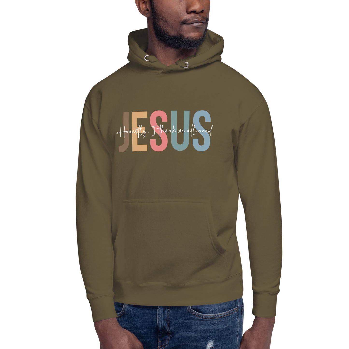 Honestly I Think We All Need Jesus Unisex Christian Hooded Pullover Sweatshirt