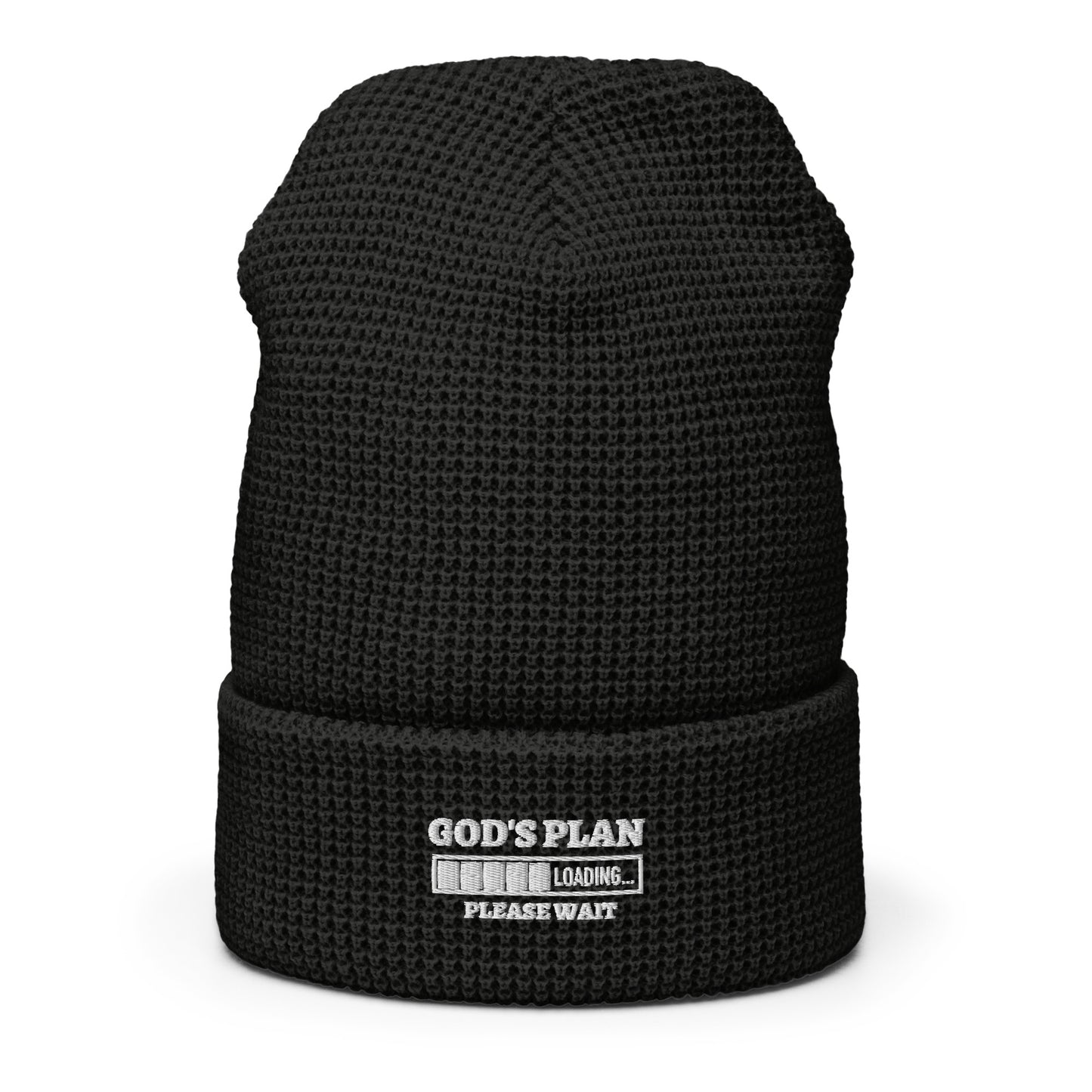 God's Plan Loading Adult Christian Waffle beanie